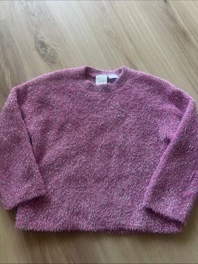 Zara Kids Pink Metallic Fuzzy Crewneck Sweater